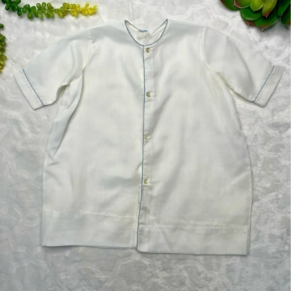 Vintage 1950s 50s Lullaby Set Bundle of Two Button Front Baby Daygowns in White